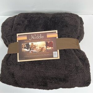 Nuddle Blanket New Adult Dark Brown Double Sided Super Plush Nap Cuddle Blanket